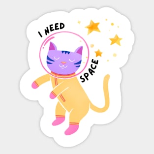 Cat Need Space - Funny Introvert Sticker